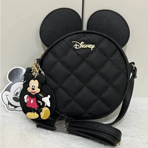 NWT Disney Black Quilted Mickey Crossbody Bag